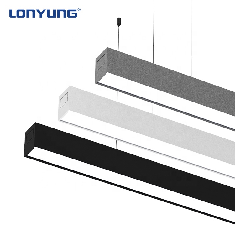 Suspended Led Linear Light 4ft Supermarket Suspended Linear Led Tube Light Industrial Aluminum Pendant Lamp Modern Office LED Linear Trunking Light System