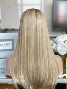 Venta caliente pelo europeo HD encaje superior Sheitel judío Kosher peluca rubia destaca Color listo para enviar - Product Image 6