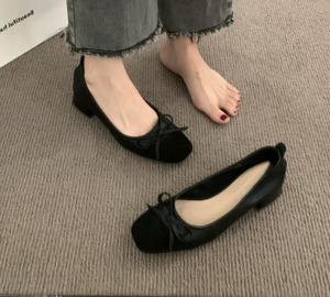 Zapatos informales de verano para mujer, zapatos planos de Ballet con punta cuadrada de nuevo estilo, zapatos planos individuales con lazo Breeze de noche de satén - Product Image 3