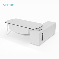 Panneau en bois moderne de luxe en forme de L Mobilier de bureau Bureau de direction Table de bureau
