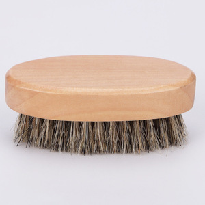 Pinceau à raser ovale en poils de cheval, portable, pour l'entretien de la barbe et de la moustache - Product Image 1