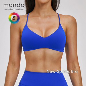 Reggiseno Sportivo da Donna Sexy con Scollo a V e Schiena a Y, 78% Nylon 22% Spandex, Spazzolato, Personalizzabile, per Yoga e <span class=keywords><strong>Palestra</strong></span>, Nuovo <span class=keywords><strong>Blu</strong></span> Viola - Product Image 2