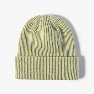 New style winter soft wholesale custom pure color cashmere wool beanie knit hats suppliers for men women