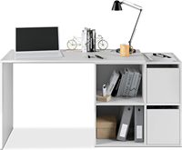 Duehome Artik Blanc Finition Multiposition Studio Spacio Modèle Réversible 120 cm Longueur X 77 cm Largeur Bureau Ordinateur