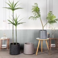 Grand pot de fleurs cylindrique en plastique à double étage, grand pot rond pour la décoration de la maison, du jardin et du balcon