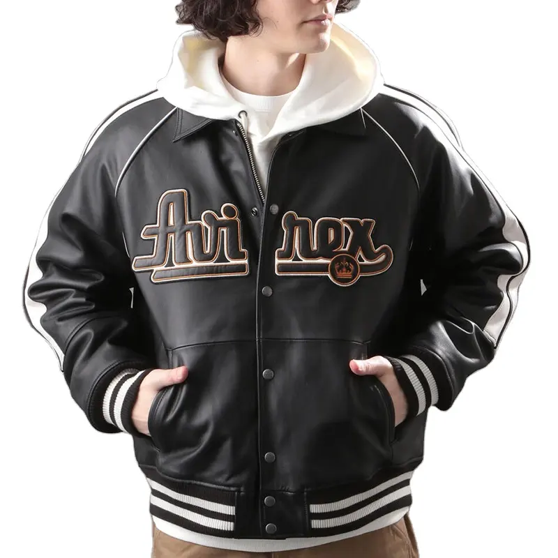 Trendy Custom Winter Black Men's Jackets & Coat Leather Letterman Bomber baseball Varsity Jacket