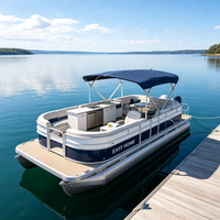 Bateau Tritoon en aluminium de 24 pieds pour 12 personnes, idéal pour la croisière, les fêtes et la pêche, avec moteur hors-bord électrique en option, certifié CE