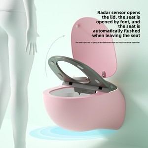 Inodoro inteligente de cerámica P-Trap automático colgado en la pared de diseño moderno con control remoto y calefacción de asiento montado en la pared de doble descarga - Product Image 3