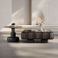 Meubles de maison minimalistes italiens, table basse créative de designer, ensemble de tables basses carrées en marbre pour villa