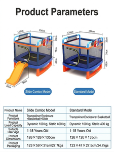 Toboggan de <span class=keywords><strong>trampoline</strong></span> en acier allié <span class=keywords><strong>pour</strong></span> enfants, équipement de jeu <span class=keywords><strong>pour</strong></span> tout-petits avec panier de basket et <span class=keywords><strong>filet</strong></span> de sécurité, tailles 8FT-14FT, utilisation intérieure/extérieure - Product Image 4