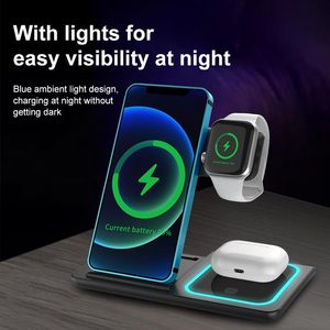 Support de charge sans fil <span class=keywords><strong>3</strong></span>-en-1 pour téléphone, <span class=keywords><strong>montre</strong></span> et écouteurs, pliable, charge rapide, <span class=keywords><strong>chargeur</strong></span> magnétique compatible avec Apple, <span class=keywords><strong>Huawei</strong></span> - Product Image 5
