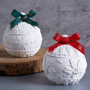 Christmas Relief Berry <b>Candle</b> Cup Silicone <b>Mold</b> DIY Plaster Snowflake Storage Box Ornament Epoxy <b>Mold</b> Round Transparent White - Product Image 2