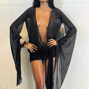 Verified Supplier Sheer Black Mini Dress Lace Ruffles Design | Alibaba.com