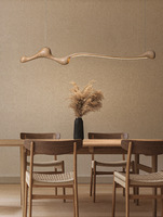 Candelabro de restaurante de Halloween de diseñador, lámpara colgante negra de madera maciza, lámpara de mesa de comedor Wabi-Sabi de madera Natural