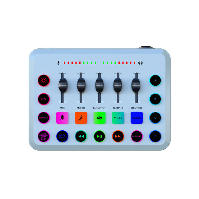 New Design RGB Recording Studio Sound Card Music Studio Equipment Sound Card for Recording Studio for Microphone