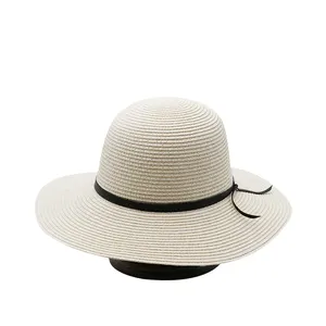 Chapéu de palha de praia boêmio de verão personalizado com fita, boné de cowboy, chapéus de palha de praia de aba larga para mulheres