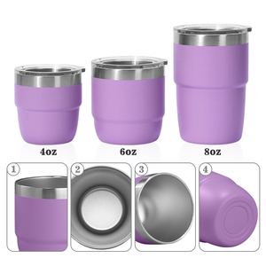 Taza de Café de Doble Pared, Vaso Térmico de Acero Inoxidable de 4oz, 6oz, 8oz con Tapas, Taza de Viaje Personalizada <span class=keywords><strong>para</strong></span> Bebidas Calientes y Frías - Product Image 2