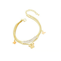 HOVANCI nouveau pendentif papillon givré chaîne plaquée or Bracelet papillon brillant pour femme taille réglable