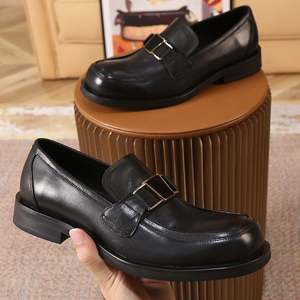 Zapatos de Vestir para Hombre de Cuero Genuino de Alta Calidad, con Suela Gruesa, Hechos a Mano, Punta Cuadrada, Sin Cordones, Diseño Antideslizante para Oficina, Otoño - Product Image 2