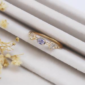 Bague de luxe minimaliste en argent sterling 925 plaqué or <span class=keywords><strong>Arcado</strong></span> en cordiérite naturelle Labradorite pierre de lune pour femme - Product Image 3