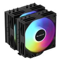 COOLLEO A60 BK ARGB Pendingin Udara CPU Heatsink 6 Heat Pipe Kipas Ganda Pendingin Casing Komputer Gaming LGA 115X 1200 1700 1851 TDP255W
