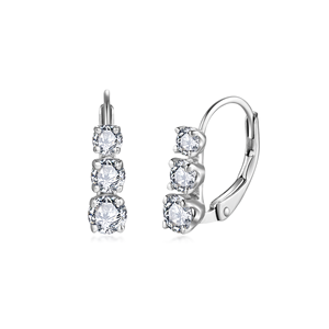 Pendientes de Aro Ruizuan de Moissanita al por Mayor, Joyería a Granel, Pendientes Minimalistas de Plata Esterlina, Diseño Moderno y de Moda, Rodio - Product Image 1