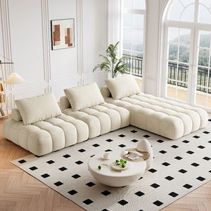 AOMISI CASA Sofá <span class=keywords><strong>Puff</strong></span> de Alta Calidad, Estilo Nórdico Crema, Tapizado en Tela, Sofá de Cuero, Conjunto de Sofás Modulares Modernos para Sala de Estar - Product Image 6