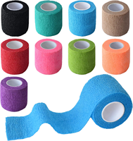 Gondiane 9 Pack 2" X 5 Yard Perban Kain Nonwoven Medis Perekat Diri untuk Penyangga Olahraga Pergelangan Kaki/Pergelangan Tangan/Jari