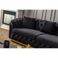 Canapé Chesterfield de luxe 3 places en velours italien capitonné, fourni par l'usine Winforce, pour salon, Turkiye.