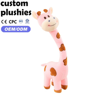 Nouveau produit, peluche girafe rose kawaii, jouet en peluche souple et pliable, girafe à long cou tacheté, poupée en peluche, cadeau pour la décoration de la chambre de bébé
