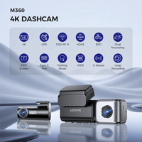 AZDOME M360 ADAS kamera dasbor mobil, DVR dua saluran dengan 5G Wifi GPS WDR kotak hitam mobil 4K depan dan belakang