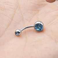 Bijoux de piercing Shaungshuo, anneaux de nombril en acier inoxydable avec deux pierres rondes, piercings de nombril pour femmes