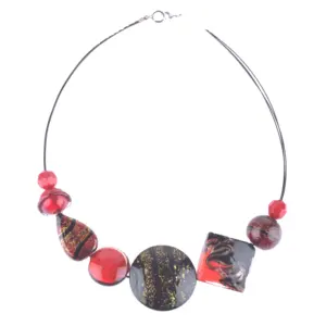 Short necklaces in Murano glass Black and red colors High quality For woman Modern For every dress