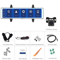 Caméra embarquée Podofo 11,26 pouces 1080P HD double caméra écran tactile IPS rétroviseur de voiture vision nocturne Vinson DVR Carplay & Android Auto BT FM AI Voice