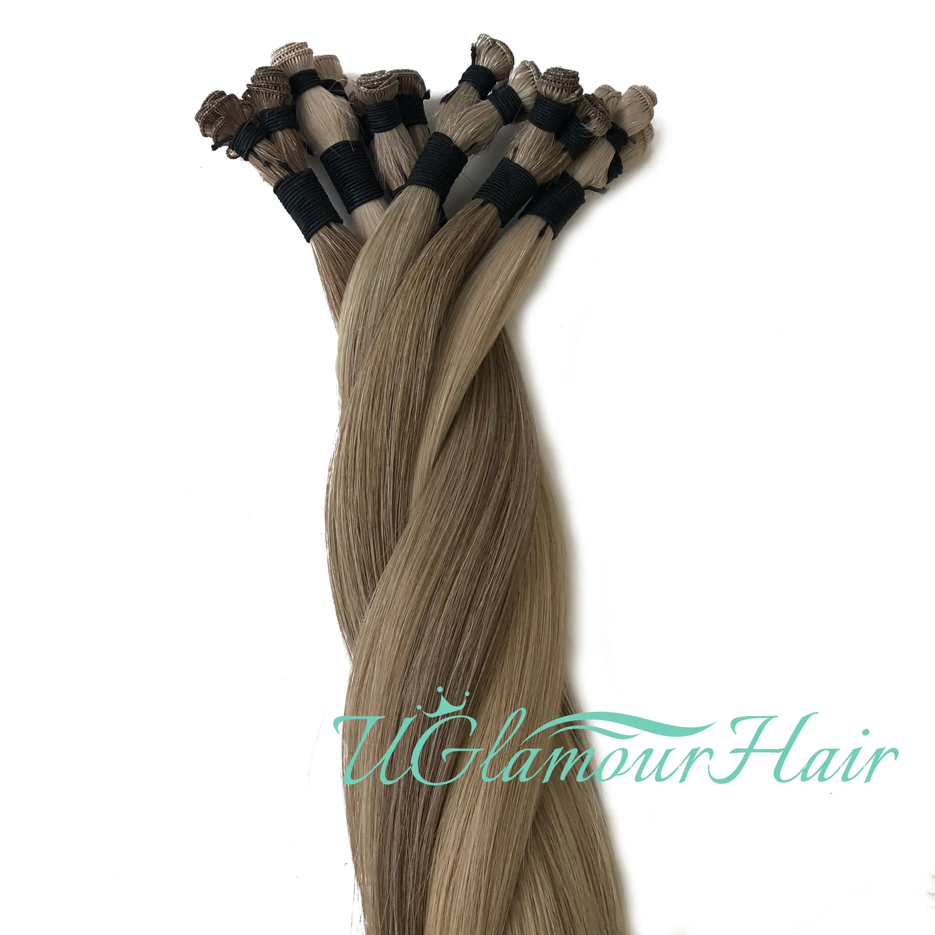 Raw weave bundles wholesale cuticle aligned machine sewing hand tied weft hair good quality