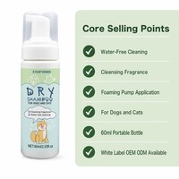 ZouRunAn Shampoing Sec pour Animaux 60ml Mousse Nettoyante Sans Eau pour Chiens et Chats Vente en Gros OEM ODM OBM Achat en Vrac Distributeur