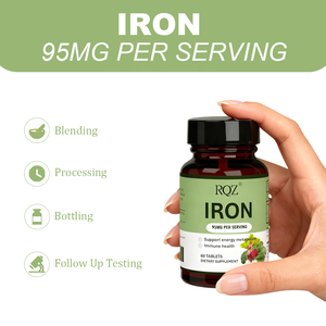 Capsules de fer OEM 95 mg - Métabolisme énergétique et santé immunitaire Complément alimentaire pour adultes 60 capsules/flacon Approvisionnement en vrac d'usine - Product Image 4
