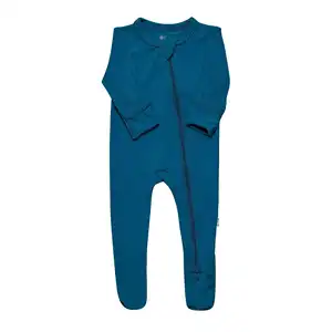 Hongbo usine nouveau-né bébé vêtements vêtements tissu naturel uni solide manches longues 100% bambou Footie fermeture éclair bébé pyjamas