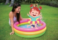 Intex 57107 Sunset Glow Baby Pool Aufblasbarer 3-Ring-PVC-Kinderpool für Neugeborene und Kinder
