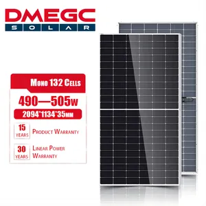 DMEGC 405-505 Watt Dual Glass Bifacial Solar Panels PV Modules With PERC Half Cell Technology For Rooftop Solar System