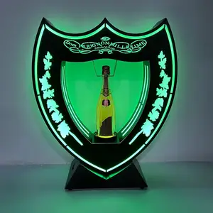 OEM shield Champagne glorifier VIP display stand rack acrylic glowing LED bottle presenter for nightclub lounge