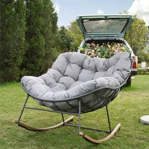 Outdoor Furniture Patio Egg Swing Garden Steel Hanging Chair Modern Sofa Lounge Rocker Steel Rocking Chair