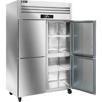 Réfrigérateur commercial à quatre portes réfrigérateur de cuisine en acier inoxydable congélateur à double température vertical