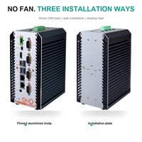 PC Mini Industri Tanpa Kipas AI Ready 9-36V Input Lebar 4 COM RS232 RS422 485 Dengan 8 Bit GPIO DIN Track, Win11 120W