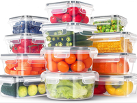 Lot de 12 boîtes de conservation hermétiques avec couvercle à clip, empilables, transparentes, sans BPA, compatibles micro-ondes, pour préparation de repas