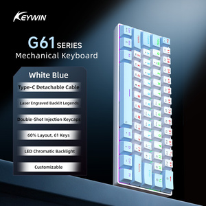 <span class=keywords><strong>Clavier</strong></span> de jeu à interrupteurs bleus 60 % compact pour <span class=keywords><strong>gamer</strong></span>, 61 touches, rétroéclairage arc-en-ciel, filaire, blanc, mécanique pour PC - Product Image 2