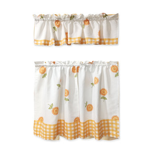 Phong Cách Mục Vụ Orange Polyester 58*18 "+ 28*36"/2P Rèm Cửa Nhà Bếp Thiết Lập Cửa Sổ - Product Image 1