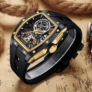 Montre mécanique automatique squelette tourbillon Drioshipping pour homme, bracelet en silicone lumineux, montres de sport étanches - Product Image 4