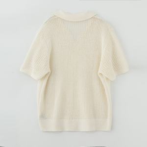 Polo da uomo personalizzata con colletto a V manica corta in misto <span class=keywords><strong>cotone</strong></span> maglieria estiva Casual maglione <span class=keywords><strong>Basic</strong></span> trasparente traspirante morbido - Product Image 2