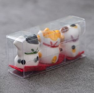 ตุ๊กตาญี่ปุ่นเครื่องลายครามขนาด3.5ซม. 3.5ซม. เซรามิกขนาดเล็กนำโชครูปปั้นแมวเนโกะสำหรับตกแต่งบ้านโรงแรมรถ - Product Image 4